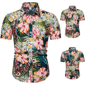 Hawaiian high quality cotton short sleeve Lapel shirt