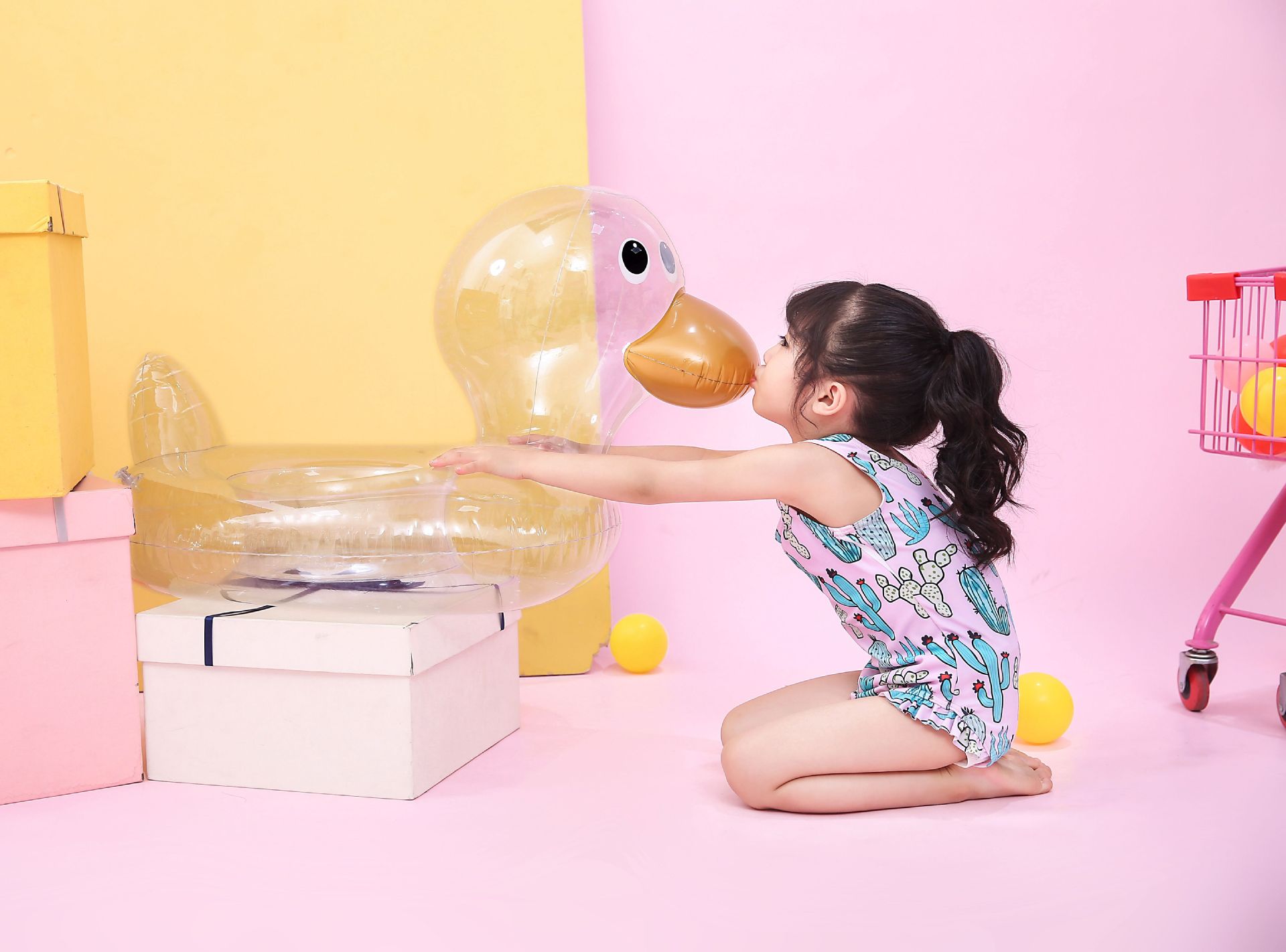 Nette Verdickt Kinder Transparent Ente Unterarm Schwimmen Ring display picture 6