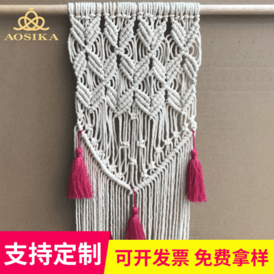 Manufactor Cotton rope weave Wall hanging Tapestries tassels Northern Europe Bohemia manual macrame Wall hanging background Wall hangings