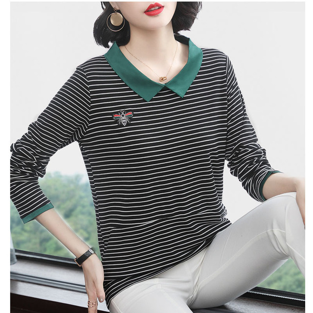 New fashion striped long-sleeved t-shirt trend for underdress 