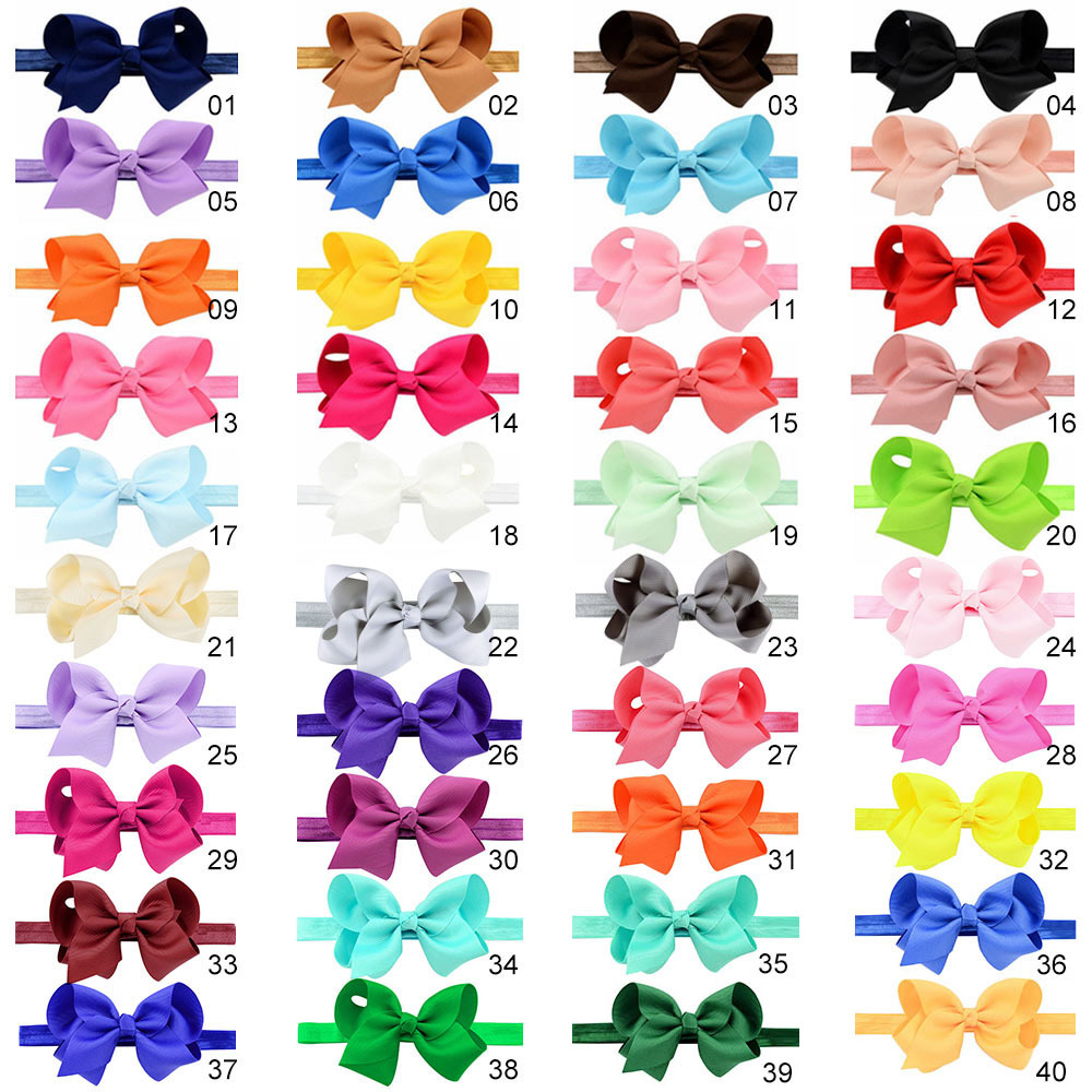 European And American Children's Handmade Solid Color Alice Flower Bow Baby Headband display picture 1