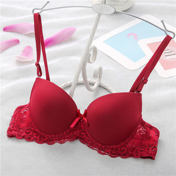 Solid Color Underwire Bra Sexy Stereotype Gather Breathable Bra display picture 6