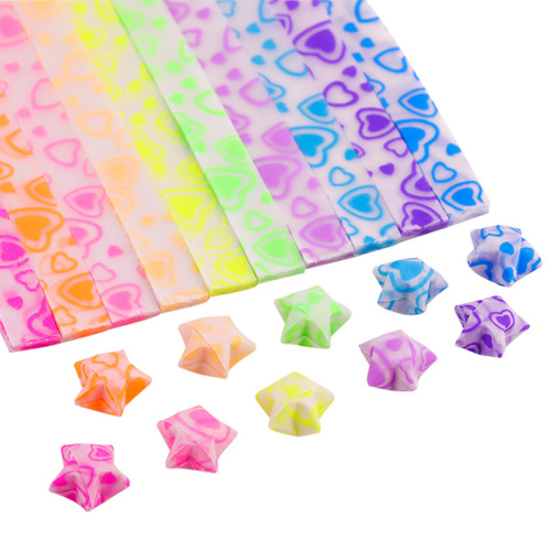 Glow-in-the-dark star origami set, DIY hand-folded lucky stars from star paper strips, origami wholesale