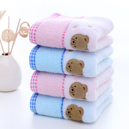 Gold size children's towel soft and absorbent pure cotton untwisted yarn face towel cute bear face towel