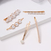 Metal minimalistic hairgrip from pearl, cute bangs, hairpins, hair accessory