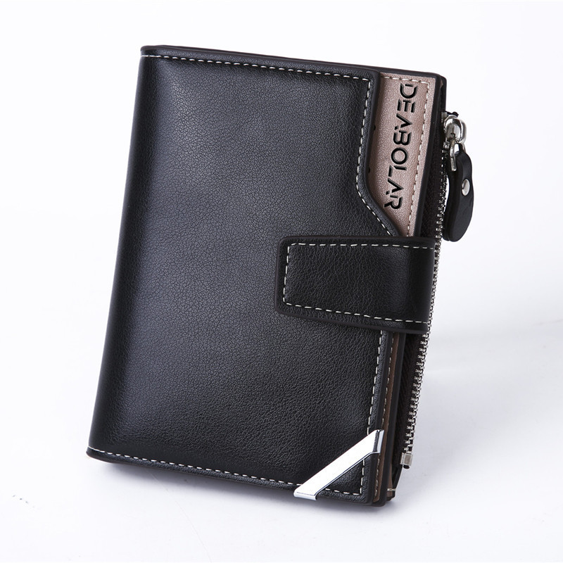 New Men's Wallet Short Vertical Wallet Fashion Casual Zipper Multifunctional Buckle Card Holder Amazon Explosions
