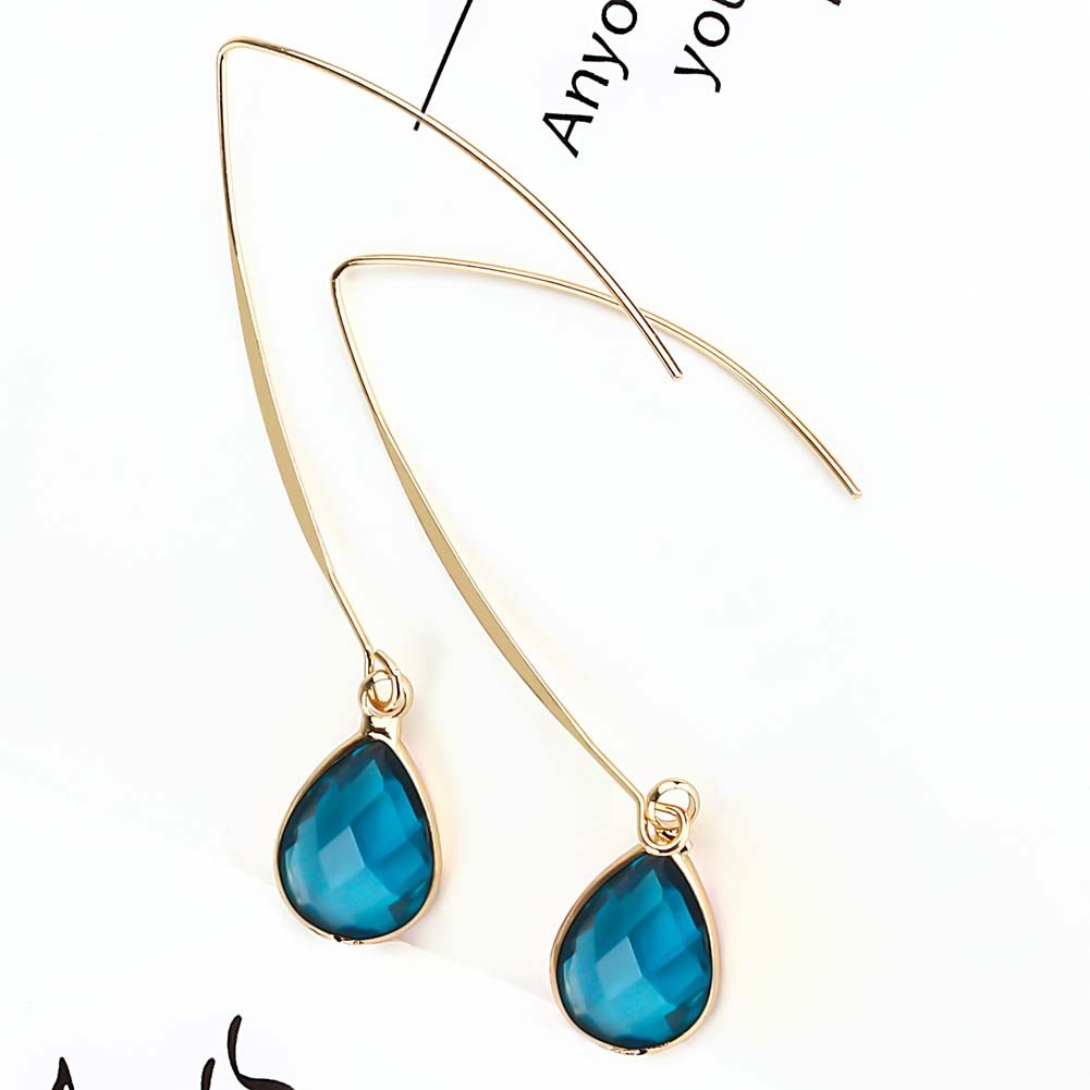 Drop Earrings Classification 1 Pair Quantity 1 Pair Basic Modern Style Classic Style Water Droplets Inlay Copper Artificial Crystal Glass Drop Earrings