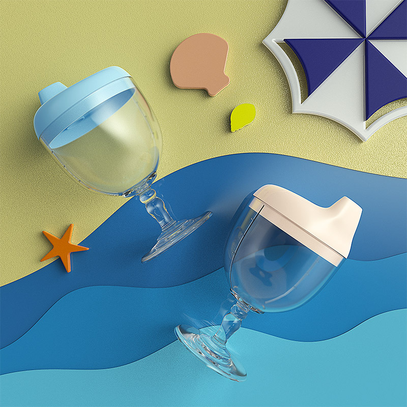 Children Fashion Creative Glass Baby Plastic Goblet Juice Drink Milk NoSpill Cuppicture1