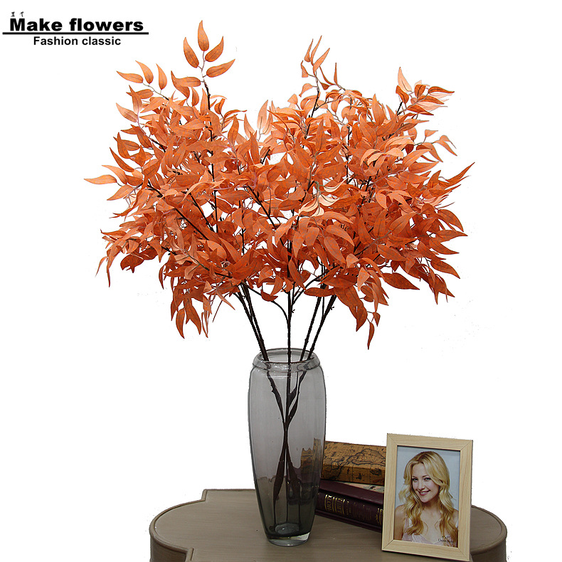 simulation Leaf Autumn Painting style Home Furnishing decorate Wedding celebration flower arrangement Single Eucalyptus Willow leaves