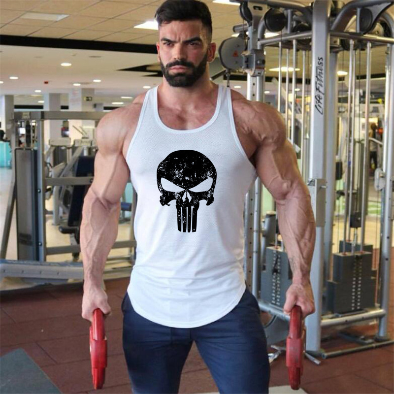 Punisher gym vest men's bodybuilding exercise vest summer mesh breathable Punisher skull Punisher gym vest men's bodybuilding exercise vest summer mesh breathable Punisher skull
