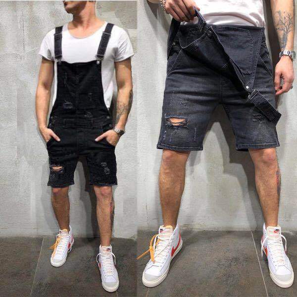 Salopette in denim stile europeo e americano con fori, pantaloncini aderenti, esclusiva transfrontaliera per l'Europa, molto venduta_voghion.com