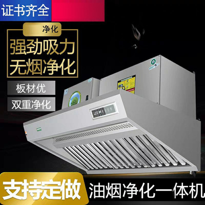 油烟净化一体机烟罩商用抽油烟机饭店厨房低空烟罩式油烟净化器|ms