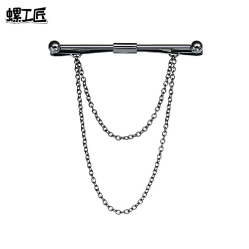 Universal shirt collar clip collar corner clip tassel tie stick one-word long collar pin tie collar bar metal brooch