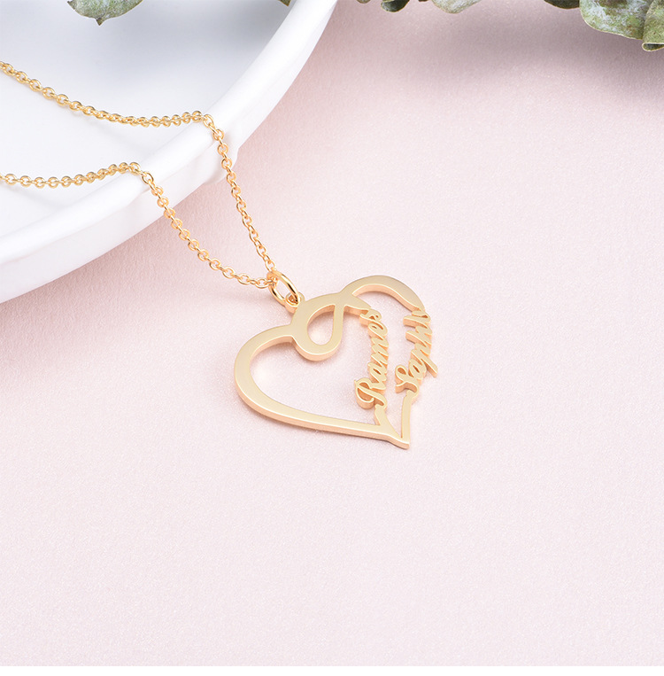 Personalized Heart Letter Necklace Silver