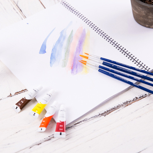 Deli 73867 watercolor brush set No. 3, No. 5, No. 7, No. 9, hook line pen, oil paint brush, water chalk, Chinese painting
