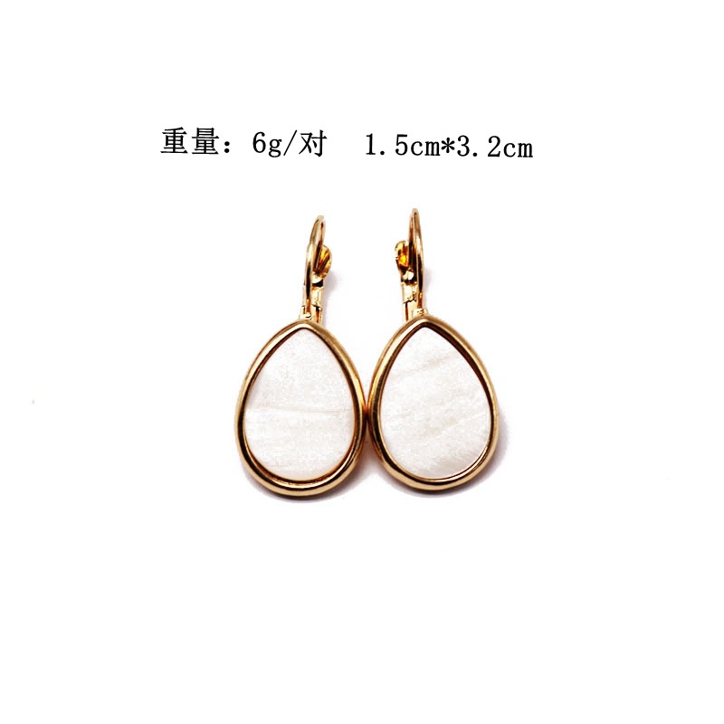 Natural Shell Earrings White Drop Shaped Drop Earrings Alloy Base Shell Earrings display picture 1