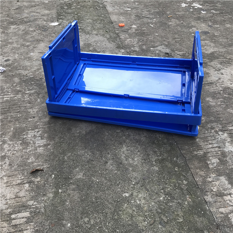 540*423*303(HH3006可折叠带盖塑料箱福州熟料生产蓝色塑料周转箱