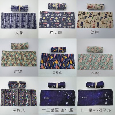 manual canvas Pen curtain 24/36/48/72 High-capacity Volume Pencil Boys and girls Color lead Sketch Stationery