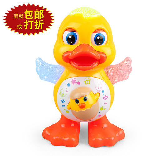 The same style singing, dancing and swinging cartoon duck with electric light and music street stall hot selling wholesale toys