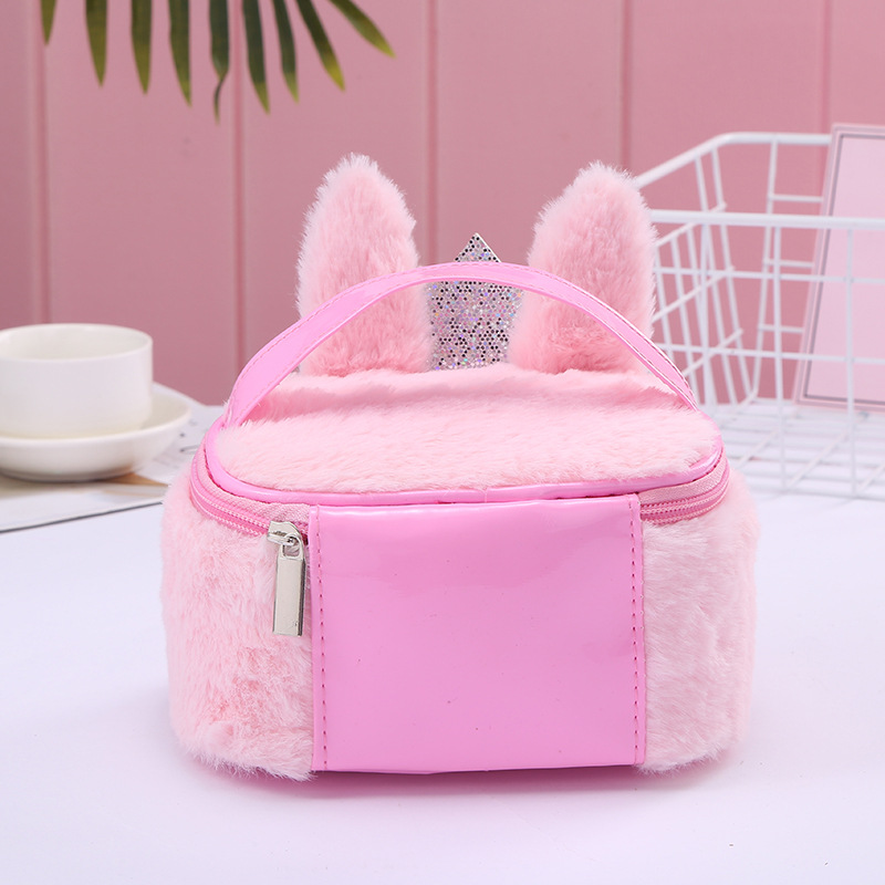 Wholesale of large-capacity cosmetic bags for cats and rabbits in foreign trade, pu leather cute hand-held bags, and storage bags for girls and children detail image 10