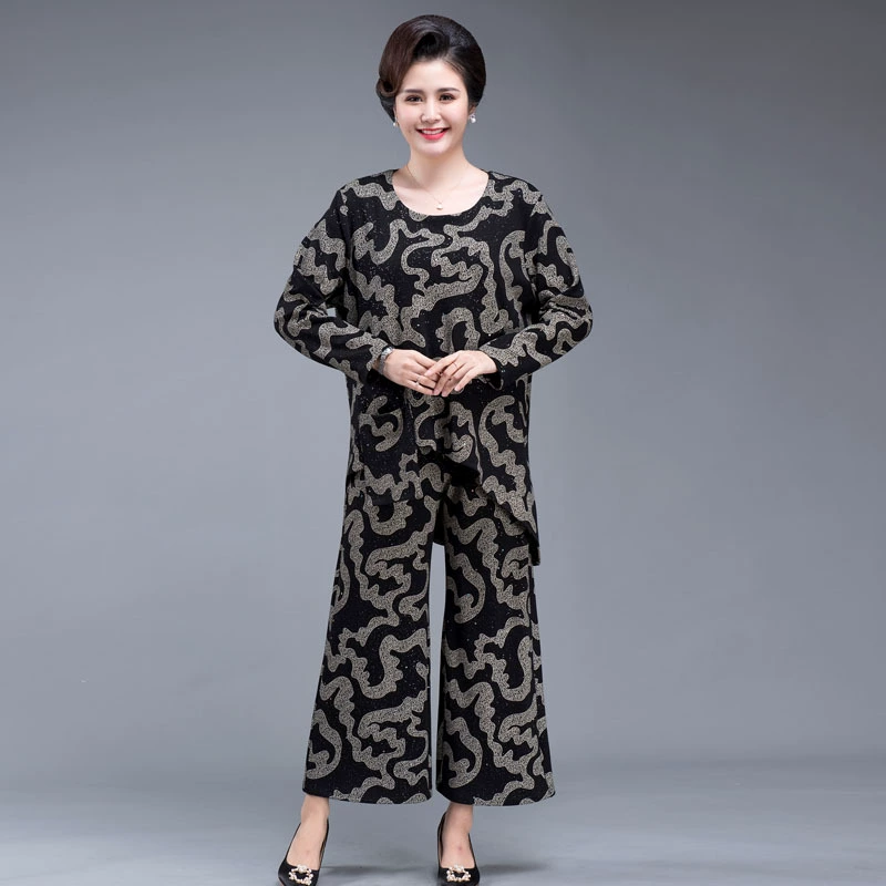 Весенне-осенний костюм 2020, новая одежда для мам, одежда для женщин среднего возраста, весна и осень, комплект из двух предметов для женщин среднего и пожилого возраста, 300 джинских полосок