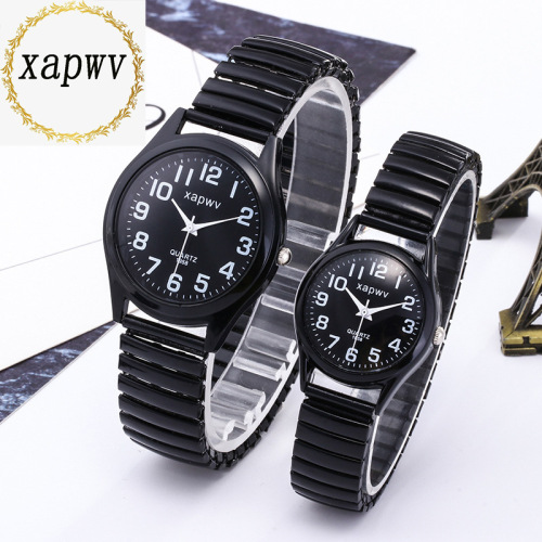 Charon xapwv gun shell steel band couple watch black and white European and American large dial watch men's simple women's quartz watch