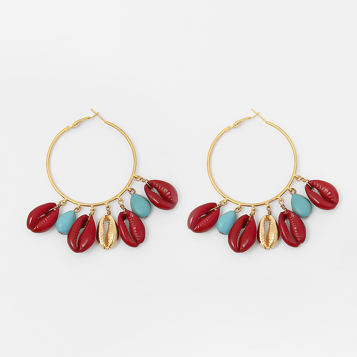 Jewelry Simple Large Circle Turquoise Women Spray Painted Shell Ethnic Style Exaggerated Earrings_voghion.com