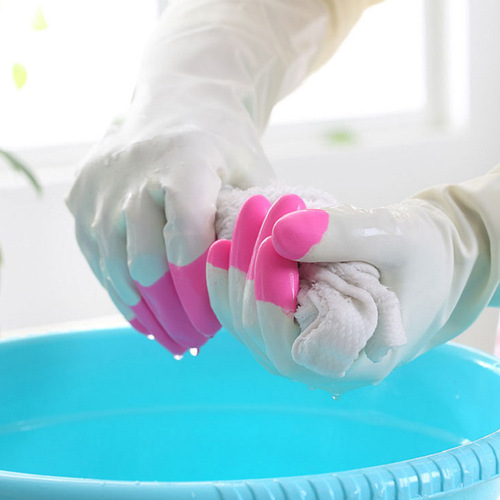 Household gloves, white, laundry waterproof plastic skin, household cleaning, anti-slip, durable, kitchen, dishwashing, vegetable washing
