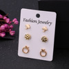 Women's simple earrings 3 pairs of minimalist Korean earrings simple small jewelry student personality set ear joy tide