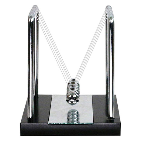 Newton's cradle with mirror wooden base table decoration metal Newton pendulum ball physics science pendulum steel balance ball