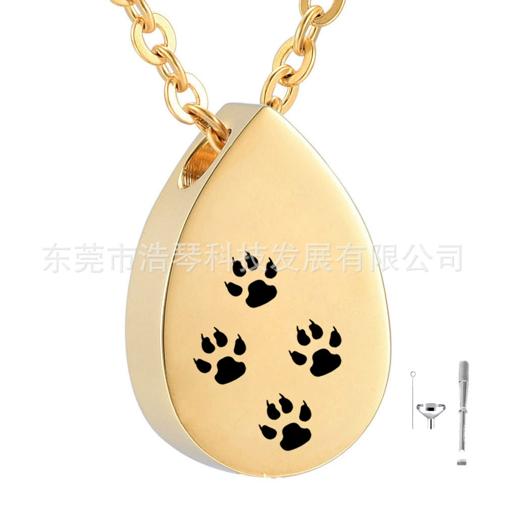 Европейский и американский горячий пепел для домашних животных ожерелье в форме капли воды кошачья лапа печать пепельная шкатулка кулон кремация ювелирные изделия флакон духов