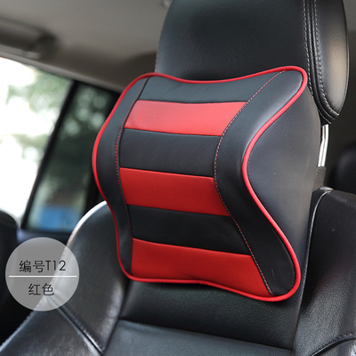 新款汽车真皮头枕记忆棉护颈枕车用靠枕定制牛皮汽车头枕一件代发