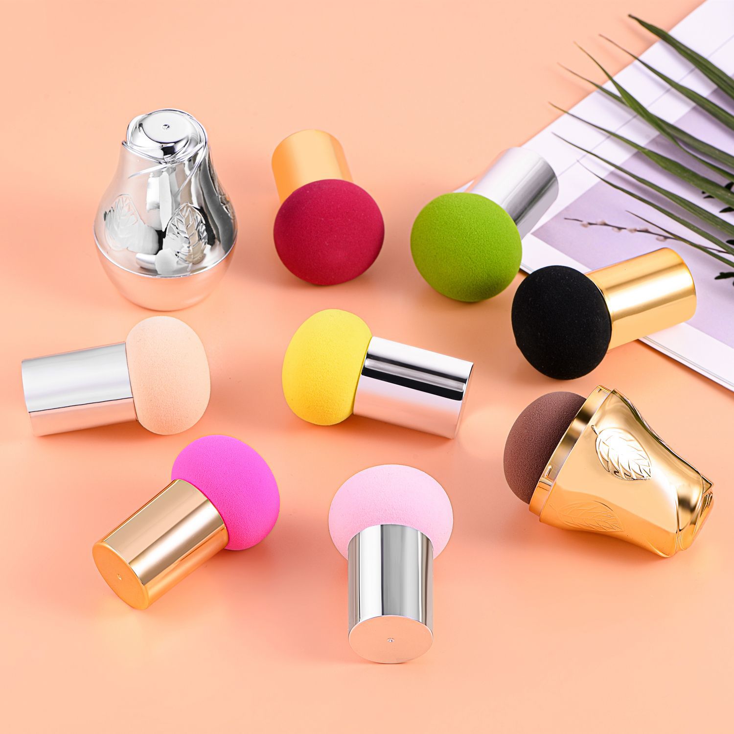 精A品整套裝懶人圓蘑菇頭粉撲親水性非乳膠粉撲泡水變大幹濕兩用