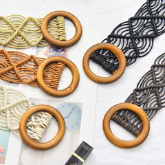 蠟繩編織復古民族風女士寬腰封歐美女是連衣裙百搭鏤空純手工編織