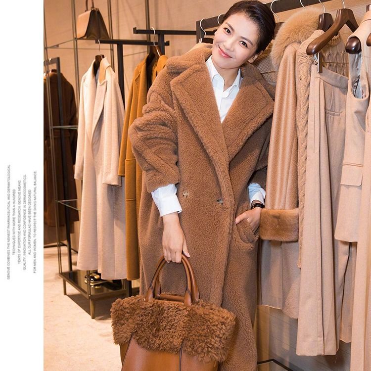 Liu Tao Same Style Teddy Bear Coat Women's 2020 Autumn and Winter New Mid-length Sheep Shearing Lamb Fur Coat