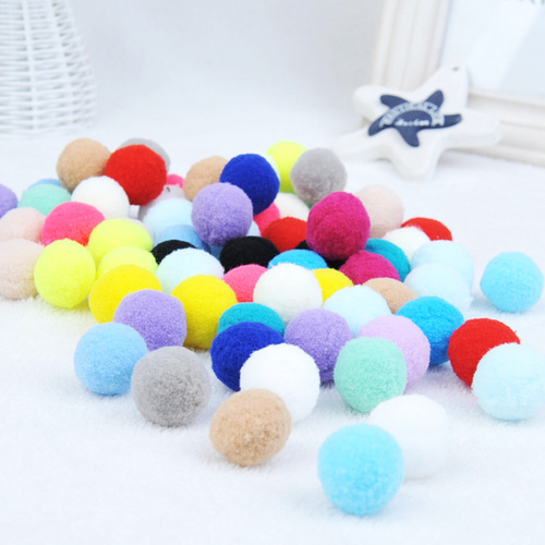 Cat Toy Plush Ball Seven-Colored Teeth-Resistant Bite-Resistant Elastic Ball Pet Interactive Funny Cat Small Hair Ball 3cm