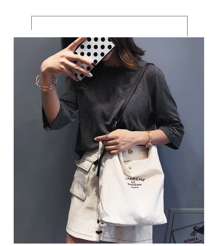 Manufacturer Sale Canvas Women 2021 Summer New Simple Korean Single Shoulder Crossbody Personalized Printed_voghion.com
