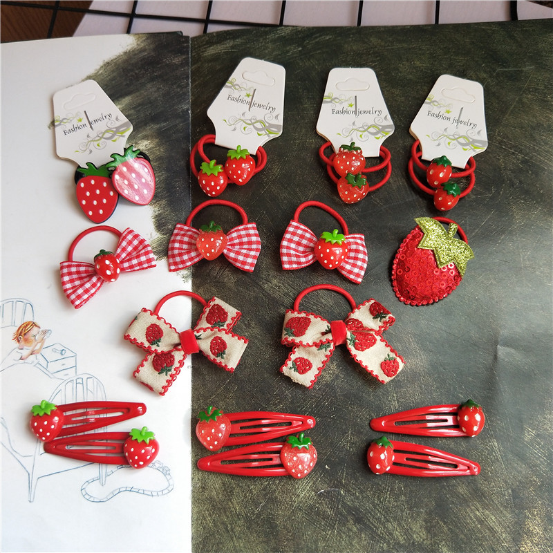 20g Weight Cute Fruit Strawberry Plastic Cloth Hair Clip Hair Tie