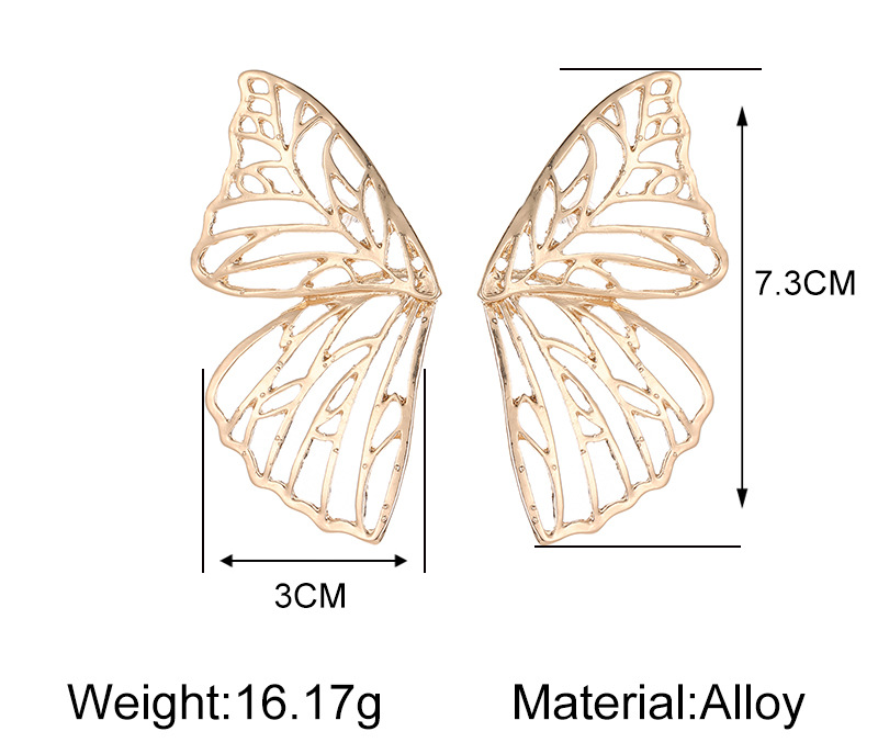 Hot Selling Mode Übertriebene Metall Hohle Schmetterlingsohrringe display picture 1