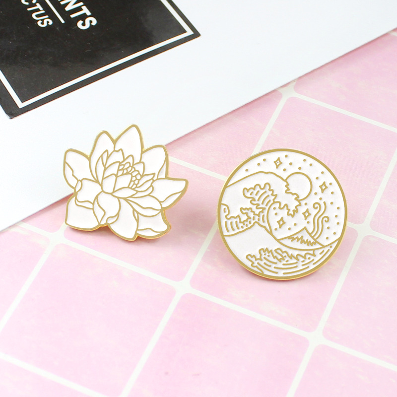 Simple Style Spray Lotus Alloy Enamel Unisex Brooches display picture 3