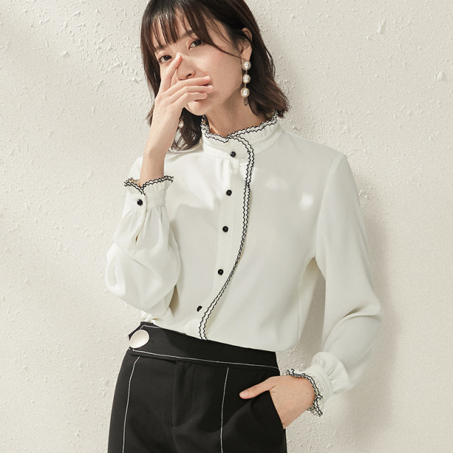 Autumn new chiffon shirt female long-sleeved shirt shirt tide