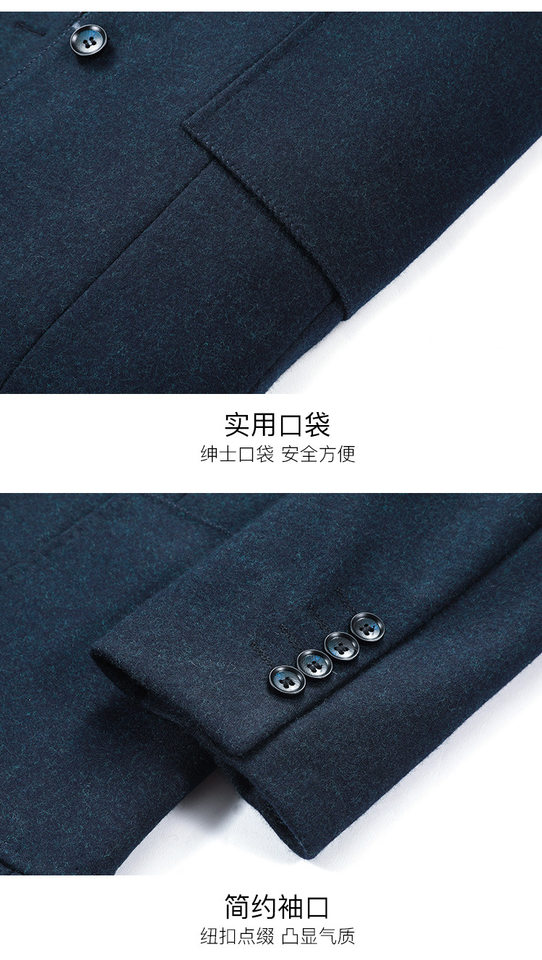Áo vest nam dạ lông cừu dáng ôm cổ vest dài tay — Màu xanh, Màu xám, Màu đen chi tiết 19