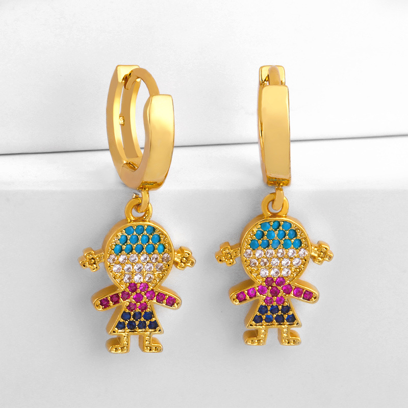 Couple Earrings Boy Girl Earrings Fashion Diamond Earrings display picture 4