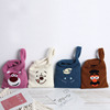 Winter Korea ins Cartoon Plush The single shoulder bag pinkycolor lovely Handbag girl Vest Vest pocket