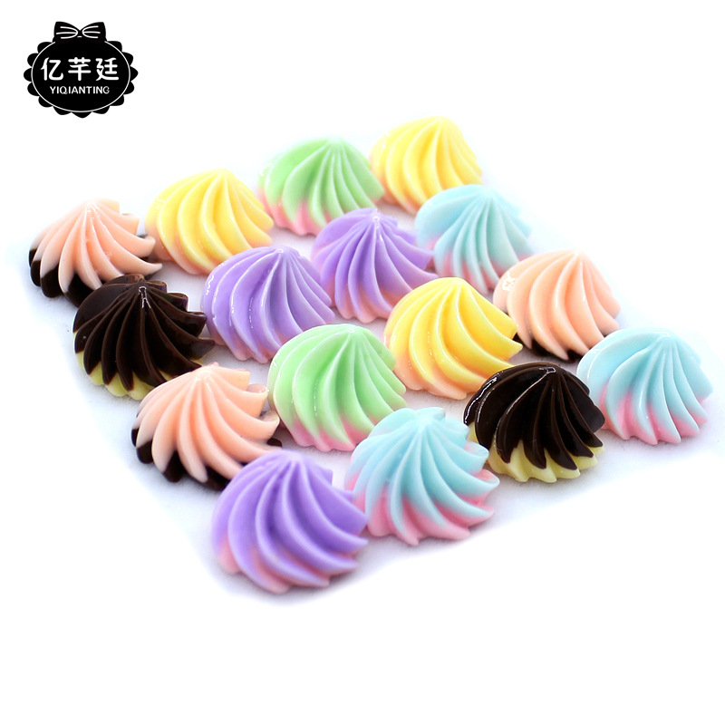 仿真馬林糖蛋白糖 樹脂diy滴膠奶油花 雙層立體仿真糖果裝飾