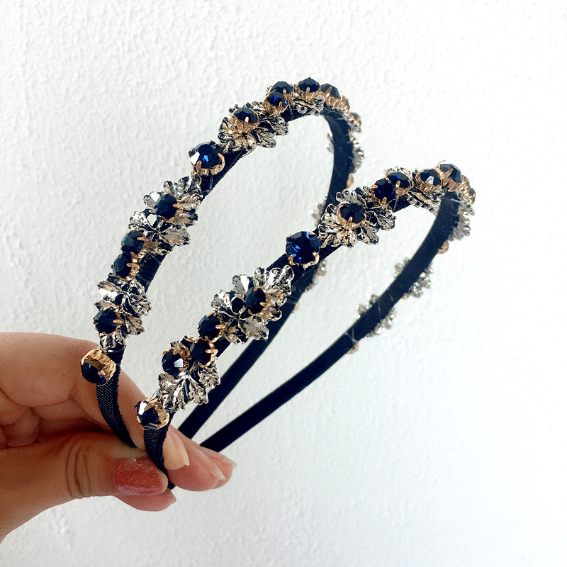 Neue All-match Blue Diamond Barock Retro Stirnband Kopfknopf Haarschmuck Kopfschmuck display picture 7