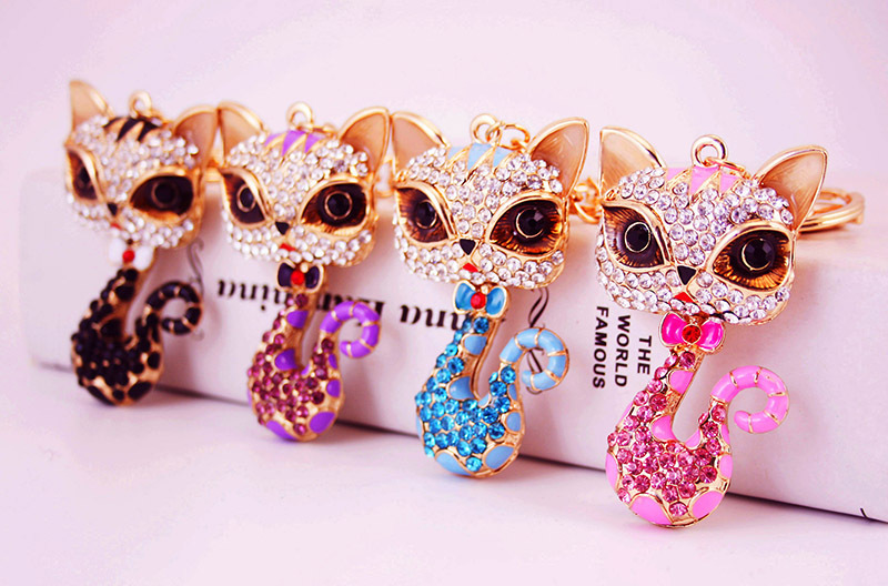 Alliage Dripping Oil Strass Cartoon Little Fox Keychain display picture 2