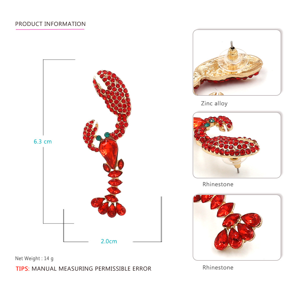 33g Weight Water Plating Gold Plating Process Ordinary Steel Needle Ear Needle Material Rhinestones Inlay Material 1 Pair Casual Cute Lobster Zinc Alloy Rhinestones Drop Earrings