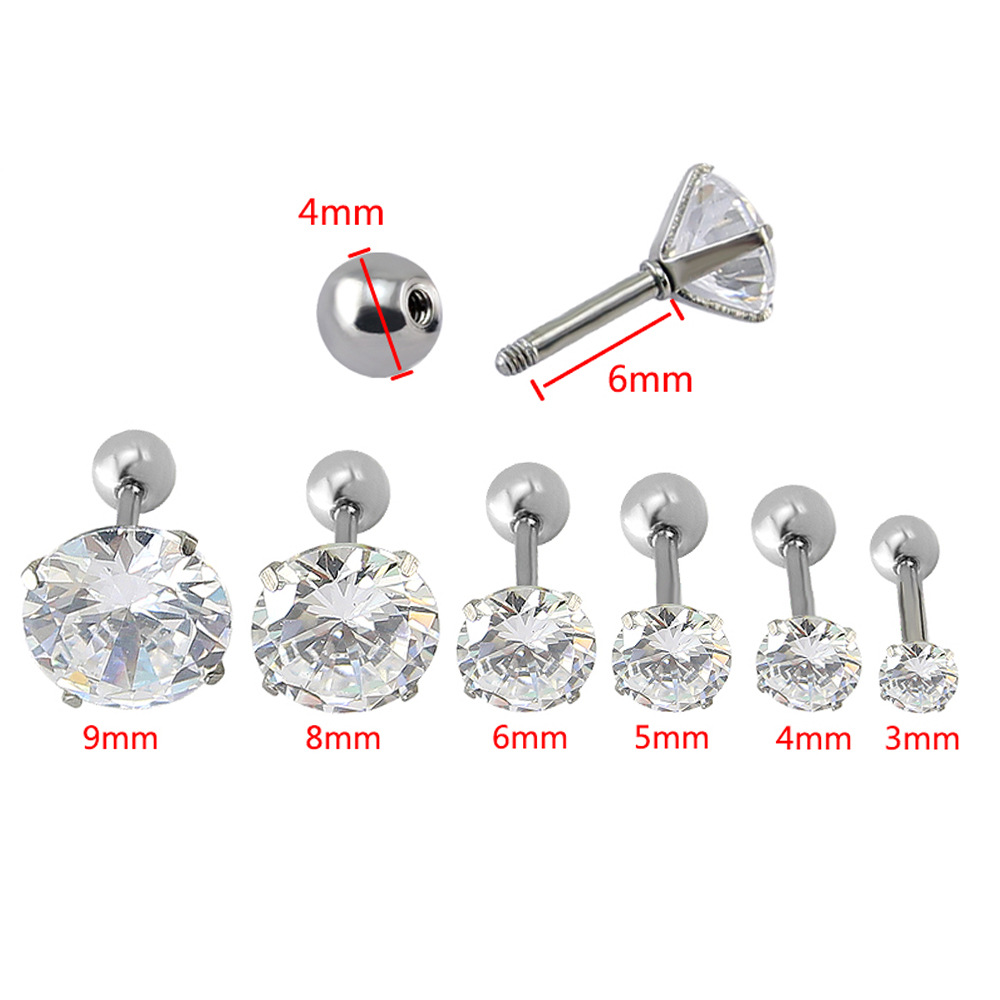 European American Simple Thin Pole Auricle Fashion Zircon Earrings Versatile Ear Bone Women's Ear Jewelry Titanium Steel Ear Needles Earrings Wholesale detail image 11