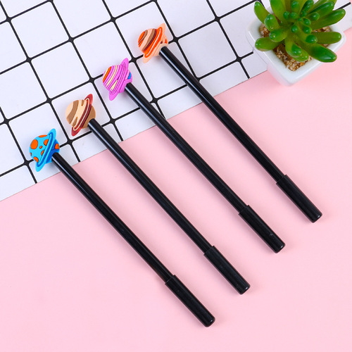 Korean Creative Learning Office Stationery Black Water Pen Signature Pen Cute Creative Colorful Planet Gel Pen